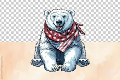 Funny Polar Bear | Patriotic Clipart | 4th of July Product Image 6