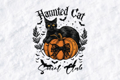 Haunted Cat Social Club SVG - Halloween Black Cat Pumpkin Product Image 1