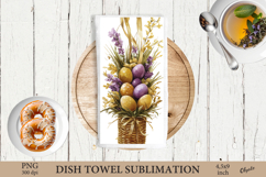 Easter Egg Dish Towel Sublimation, Watercolor Easter PNG Product Image 1