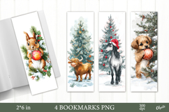 Christmas Animal Bookmarks, 4 PNG Bookmarks Product Image 1