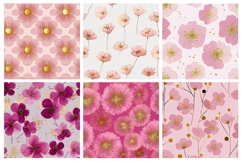 Pink and Gold Flowers Seamless Pattern and Digital paper Product Image 3