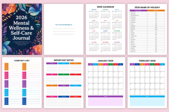 2026 Mental Wellness &amp; Self-Care Journal Canva Templates Product Image 3