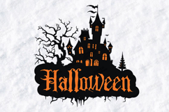 Halloween SVG - Spooky Haunted House Castle Bat Cut File Product Image 1