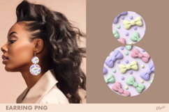 Pastel Earrings Design PNG, Cute Earring Sublimation Product Image 1