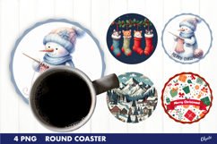 Christmas Coaster PNG. Round Coaster Sublimation Product Image 1