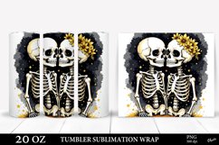Golden Skeletons in Love PNG. 20 OZ Tumbler Wrap Product Image 1