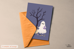 Cute Ghost Clipart. Spooky Halloween Tea Party PNG Product Image 3