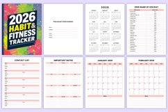 2026 Habit &amp; Fitness Tracker Canva Templates Product Image 3