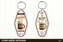 Christmas Motel Keychain PNG. Hot Coffee Quote PNG Product Image 1