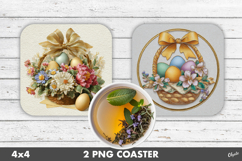 Festive Easter Basket Coaster Sublimation PNG Product Image 1