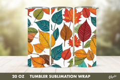 Fall Tumbler Sublimation. Autumn Leaves Tumbler Product Image 1