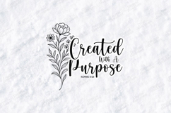 Created With A Purpose Floral Quote SVG Design Christian Art Product Image 1