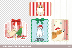 Christmas Postage Stamp PNG. Funny Cat Christmas PNG Product Image 1