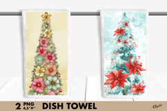 Watercolor Christmas Tree Dish Towel Sublimation Product Image 1