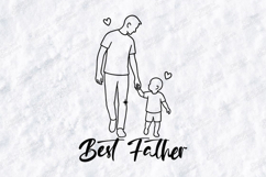 Best Father SVG Walking Hand in Hand Line Art Design PNG Product Image 1