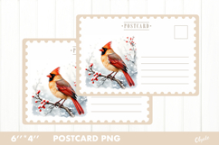 Christmas Card PNG. Cardinal Postcard PNG Product Image 1