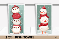 Funny Bird PNG, Christmas Bird Dish Towel Sublimation Product Image 1