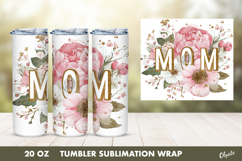 Golden Mom Flower Tumbler Wrap PNG, 20 OZ Tumbler Product Image 1