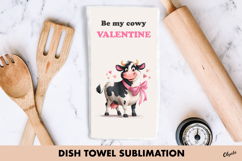 Funny Cow Dish Towel PNG, Valentine Cow Sublimation Product Image 1
