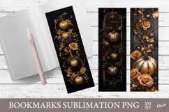 Mystic Halloween Bookmark PNG. Dark, Golden Pumpkin PNG Product Image 1
