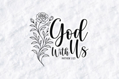 God With Us Floral Quote SVG Design Christian Art Product Image 1