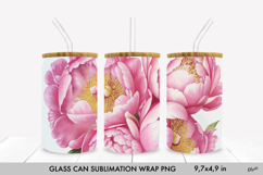 Watercolor Flower Glass Can Wrap. Glass Can 16 OZ Product Image 1