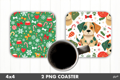 Christmas Dog Coaster PNG. Square Coaster PNG Product Image 1