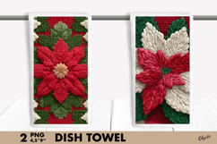 Knitting Poinsettia, Christmas Dish Towel Sublimation Product Image 1