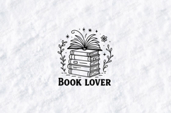 Book Lover Minimal Line Art Stacked Books Reading Design Product Image 3