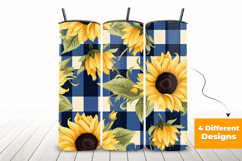 Sunflower Gingham Seamless Patterns Background Product Image 3