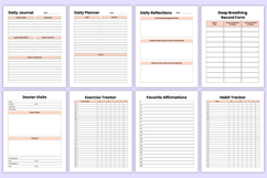 50 Mental Wellness Worksheets Bundle Canva Product Image 3