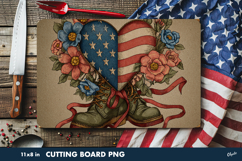 Retro Patriotic, Veterans Day PNG, Cutting Board Sublimation Product Image 1