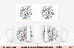 Watercolor Flower Mug Wrap PNG. 11 OZ, 15 OZ Mug Product Image 1