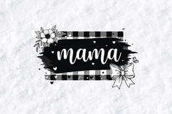 Mama SVG - Trendy Retro Floral Bow Checkered Motherhood Product Image 1