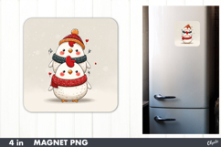 Christmas Cute Bird Magnet, Winter Fridge Magnet PNG Product Image 1