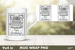 Cake Birthday Mug Wrap PNG. Birthday Sublimation Product Image 1