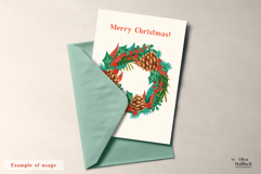 Christmas Wreath PNG. Winter Pine Cones Wreath Clipart Product Image 3
