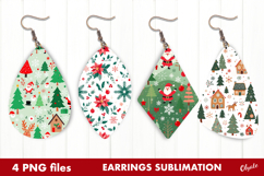 Christmas Earring Sublimation. Xmas Earring PNG Product Image 1