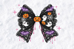 Spooky Night Lace Bow SVG - Halloween Ghost &amp; Pumpkin File Product Image 3