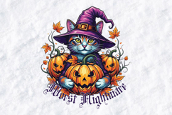 Cursed Pumpkin SVG - Dark Flight Bat Bow Halloween PNG Cut Product Image 3