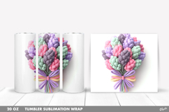 Easter Flower Bouquet Tumbler PNG, 20 OZ Tumbler Wrap Product Image 1