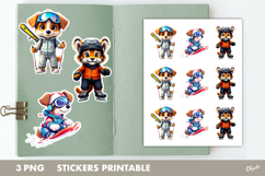 Sport Animal Stickers PNG, Winter Sport Stickers PNG Product Image 1
