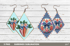 Yarn Easter Earring PNG, Knitting Easter Earring Sublimation Product Image 1