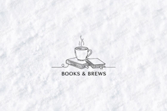 Books And Brews Minimal Coffee Book Lover Line Art Design Product Image 3