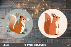 Christmas Cute Animal Round Coaster PNG Product Image 1