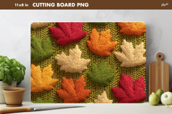 Fall Leaves Sublimation. Crochet Leaves Cutting Board PNG Product Image 1