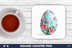 Easter Coaster Sublimation PNG, Cute Easter Egg PNG Product Image 1