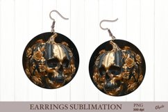 Black and Gold Earring Sublimation PNG. Halloween Earring Product Image 1