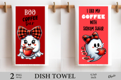 Halloween Dish Towel Sublimation PNG, Ghost PNG Product Image 1