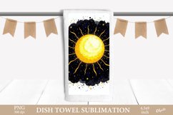 Celestial  Dish Towel Sublimation. Black Magic Sun PNG Product Image 1